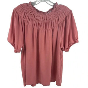 J.Crew Women's Smocked Puff Sleeve Tee Pink Size L